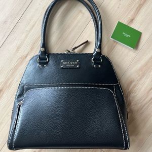 Kate Spade dome purse, black pebbled leather, mint condition, no scratches.